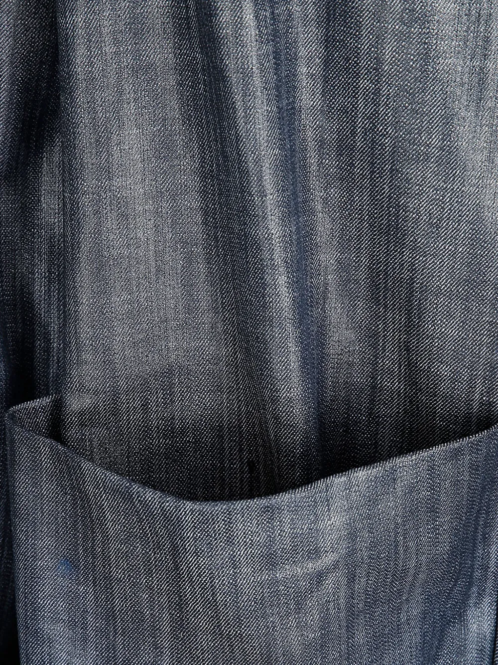 Maria Calderara Long Medium Dark Wash Denim Jacket In Blue