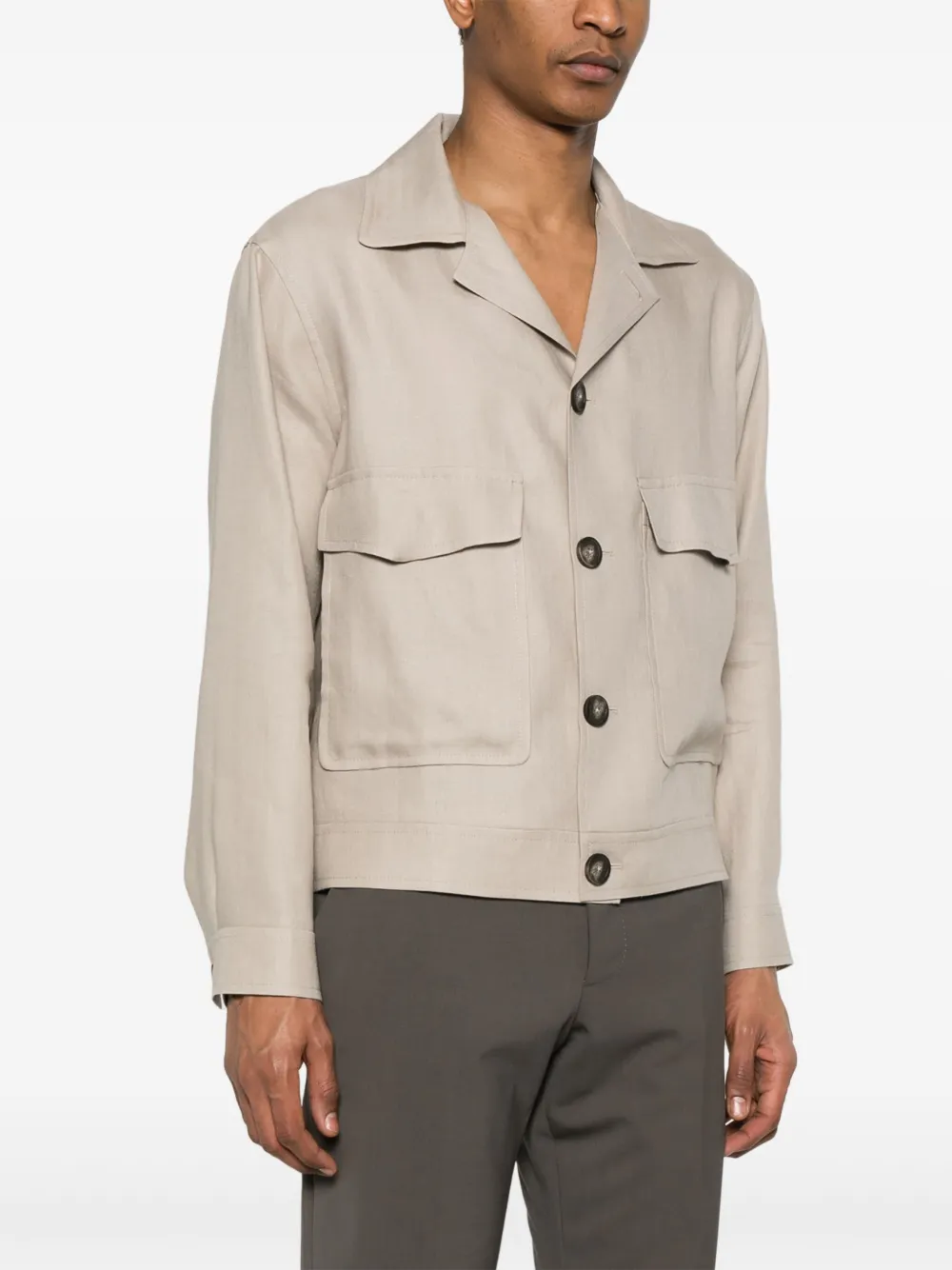 Tagliatore Linnen shirtjack Beige