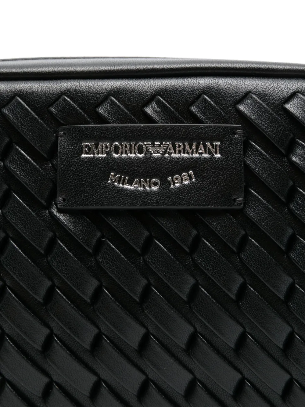 Emporio Armani Geweven crossbodytas Zwart