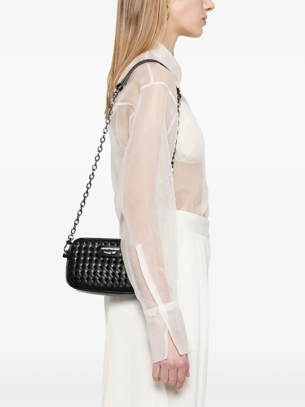 Emporio Armani Geweven crossbodytas Zwart