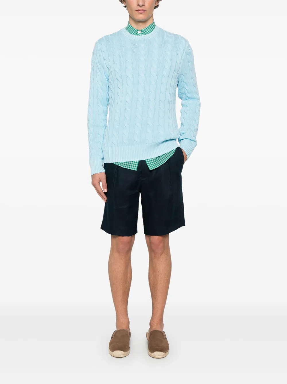 Polo Ralph Lauren Kabelgebreide katoenen trui - Blauw