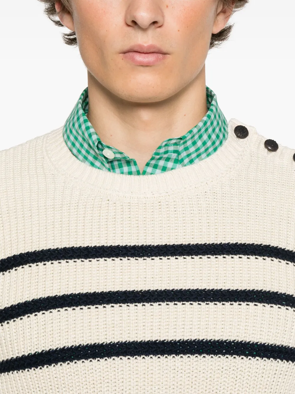Shop Polo Ralph Lauren Striped Sweater In Neutrals