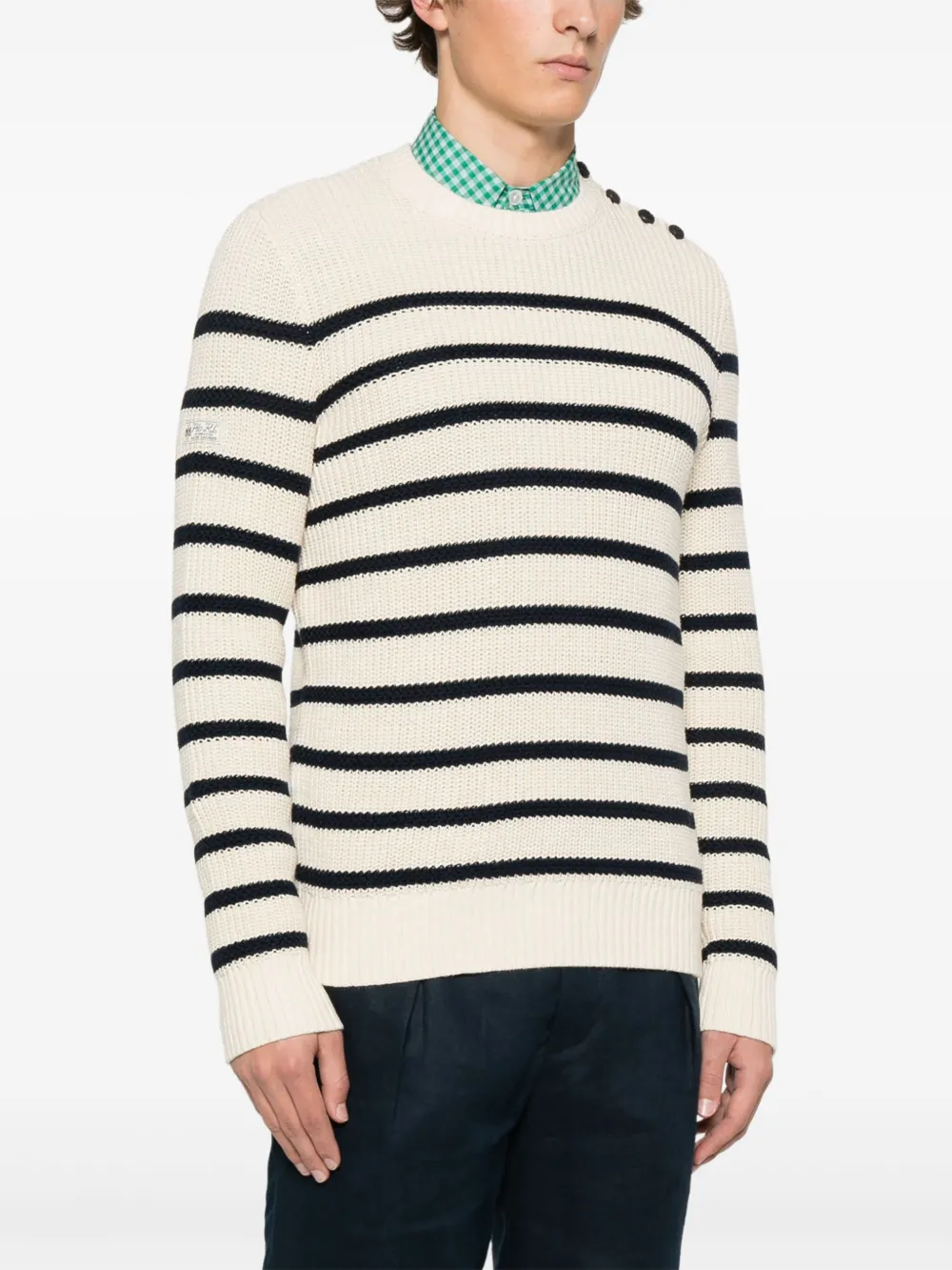 Shop Polo Ralph Lauren Striped Sweater In Neutrals