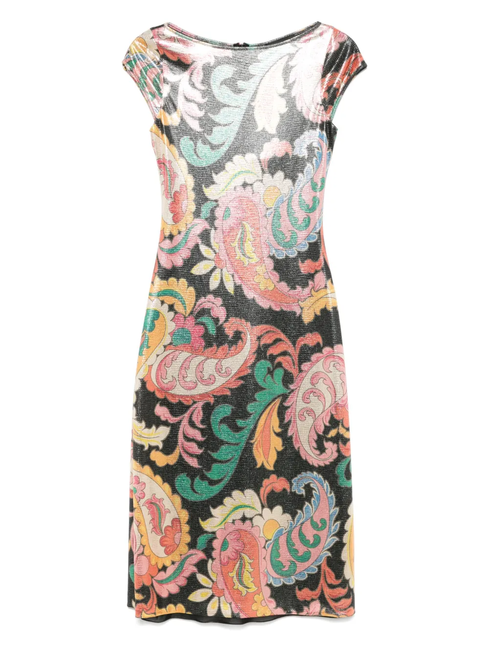 ETRO Gelakte midi-jurk met paisley-print Zwart