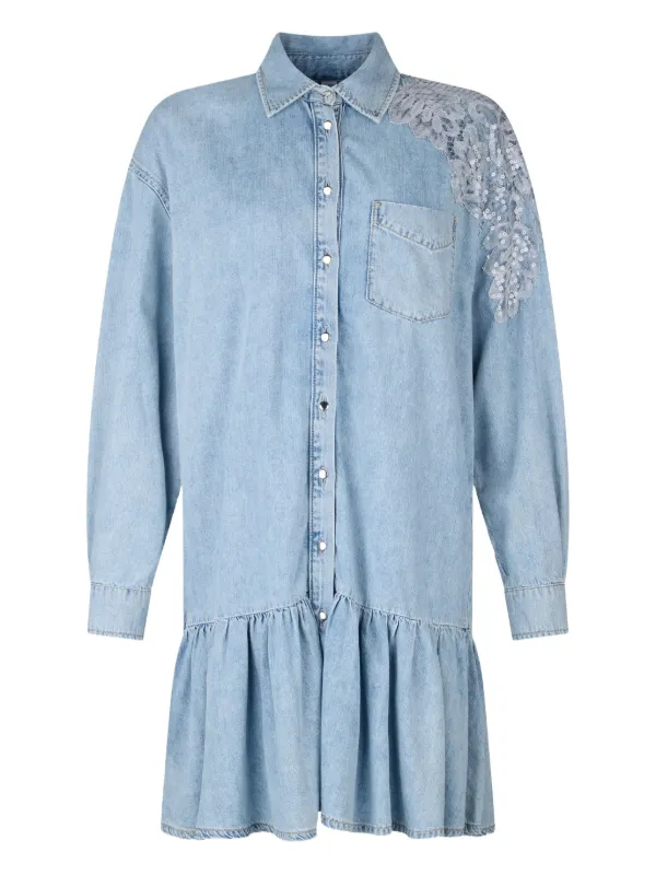 LIU JO lace-detail Denim Dress | Blue | FARFETCH