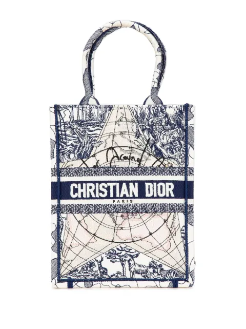 Christian Dior Pre-Owned 2020 Embroidered Canvas Around The World Vertical Book tote bag