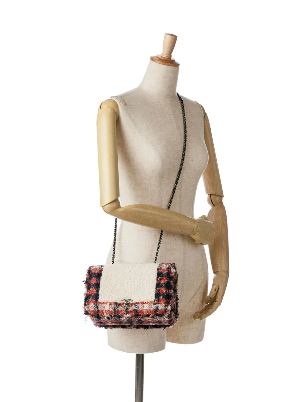 CHANEL Pre-Owned 2017-2018 CC Tweed and Shearling Single Flap crossbody bag | Pre-Owned | Image 2