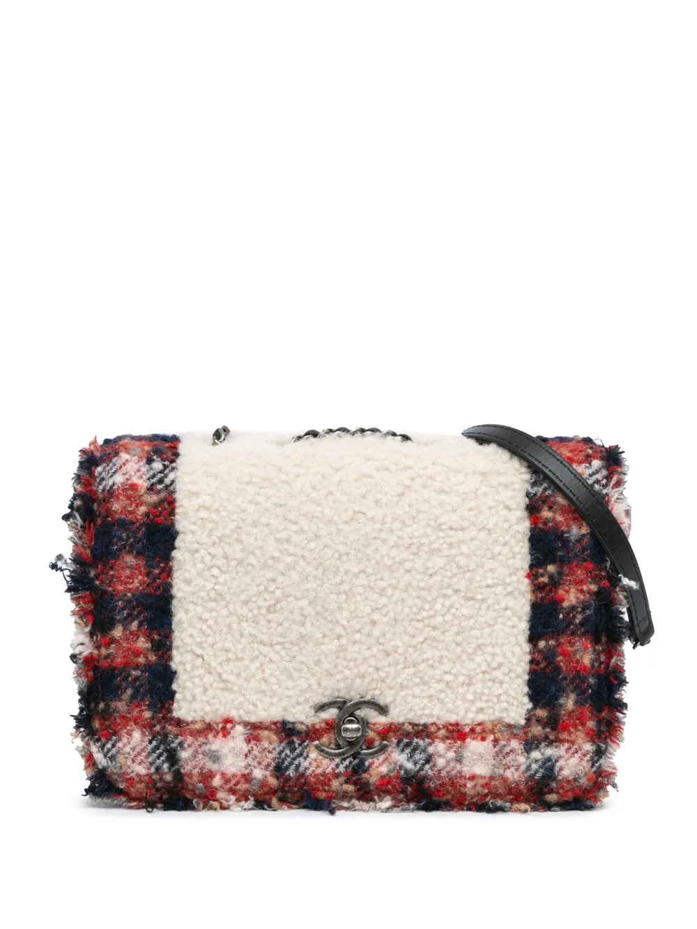 CHANEL Pre-Owned 2017-2018 CC Tweed and Shearling Single Flap crossbody bag | Multicolour | Image 1