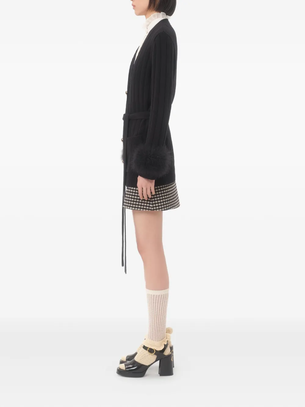 Valentino Garavani Geribbeld vest met veren Zwart