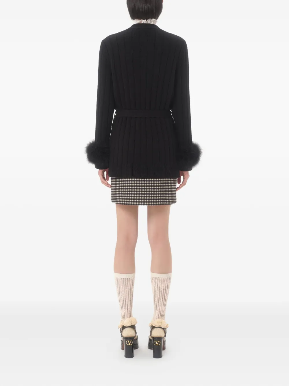 Valentino Garavani Geribbeld vest met veren Zwart