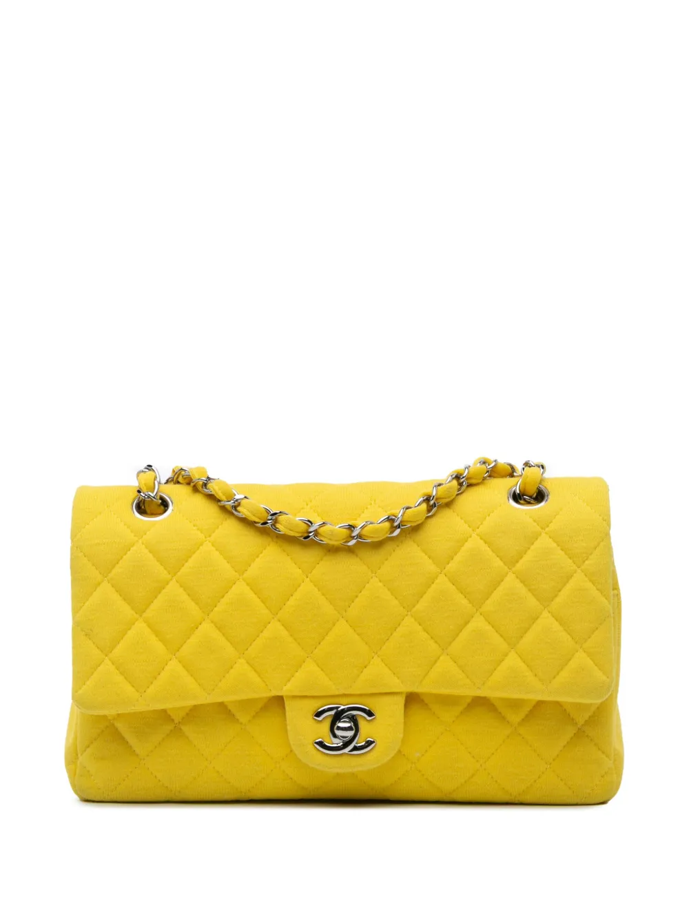 CHANEL Pre-Owned 2014 Medium Classic Jersey Double Flap shoulder bag | Yellow | Image 1