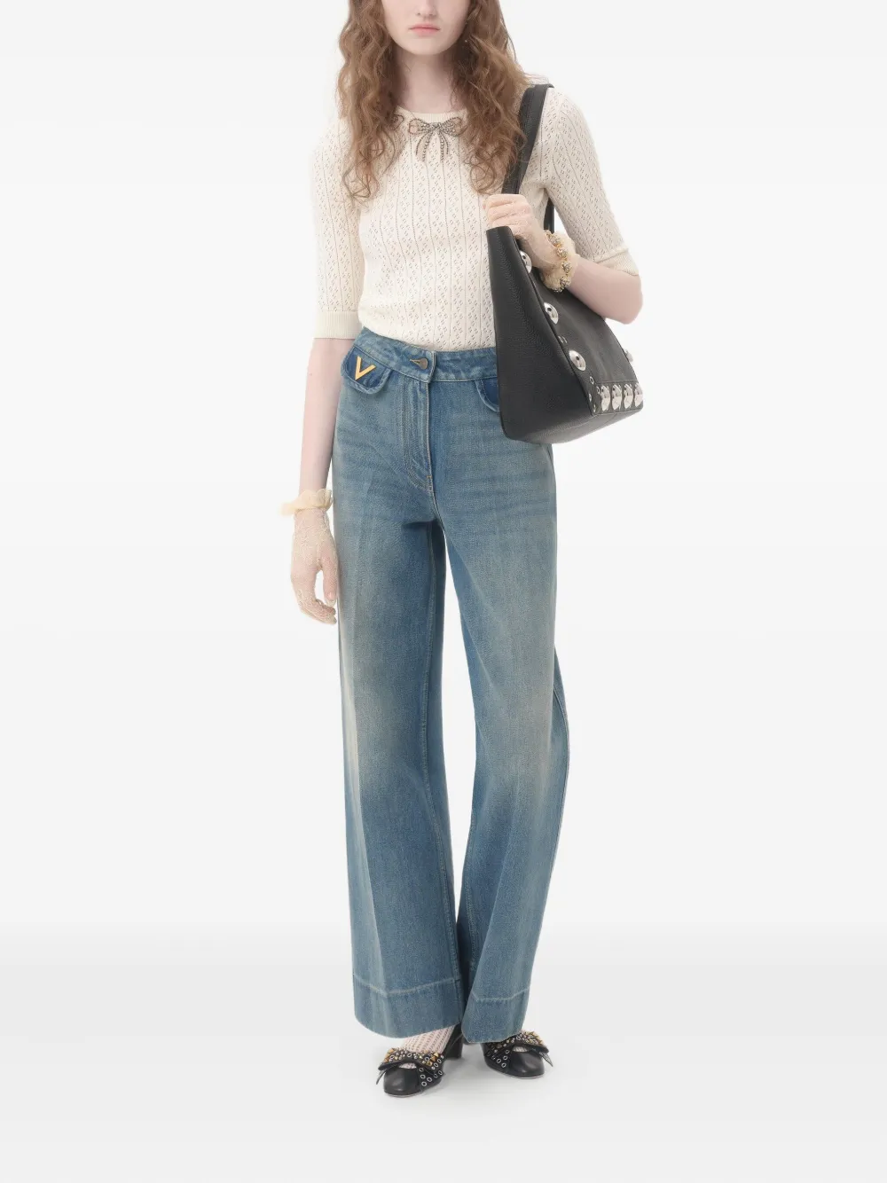 VALENTINO COTTON SHORT SLEEVE SWEATER 