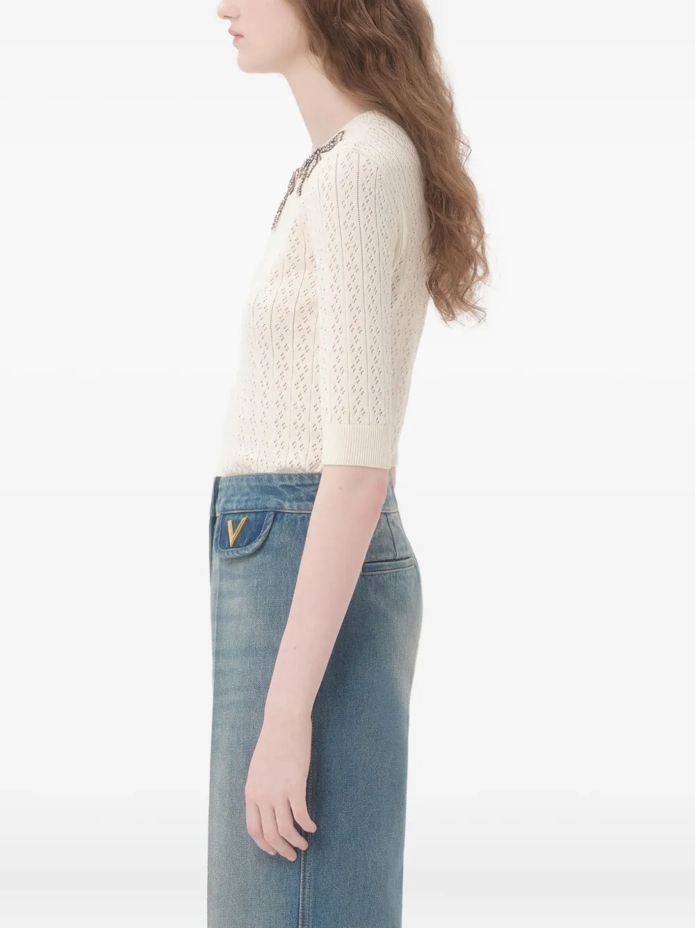 VALENTINO COTTON SHORT SLEEVE SWEATER 