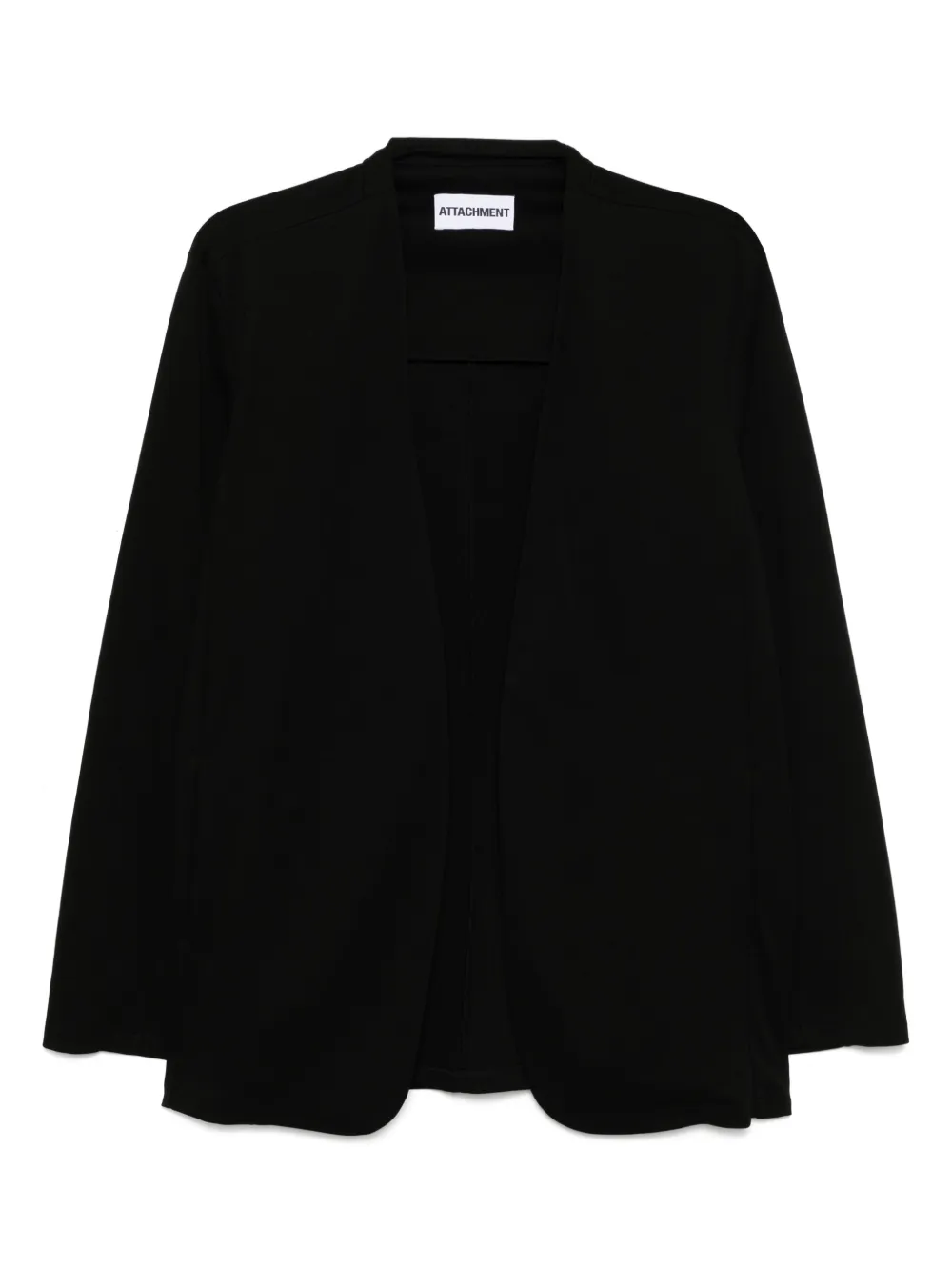 Attachment cotton double-face collarless jacket | Black | Image 1
