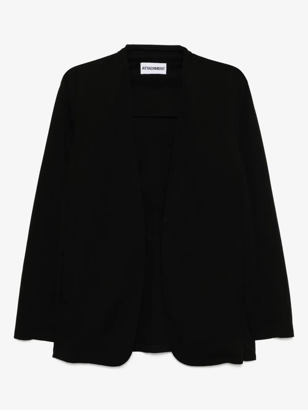 Attachment cotton double-face collarless jacket | Black | Image 1