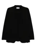 Attachment cotton double-face collarless jacket - Black