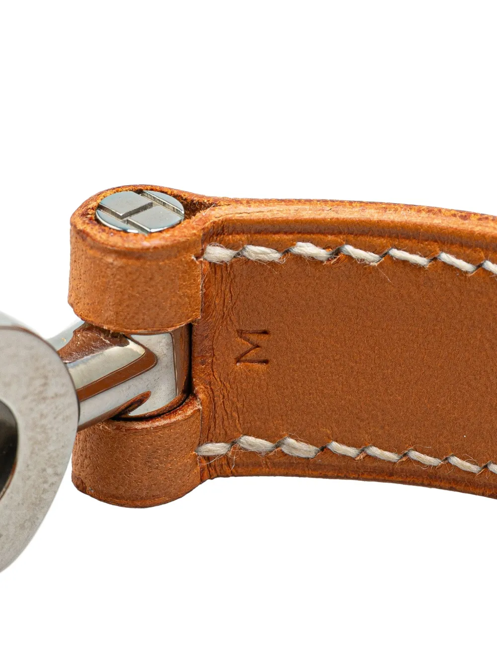 Pre-owned Hermes 2005 Barenia Lancelot Bracelet M Costume Bracelet In 褐色