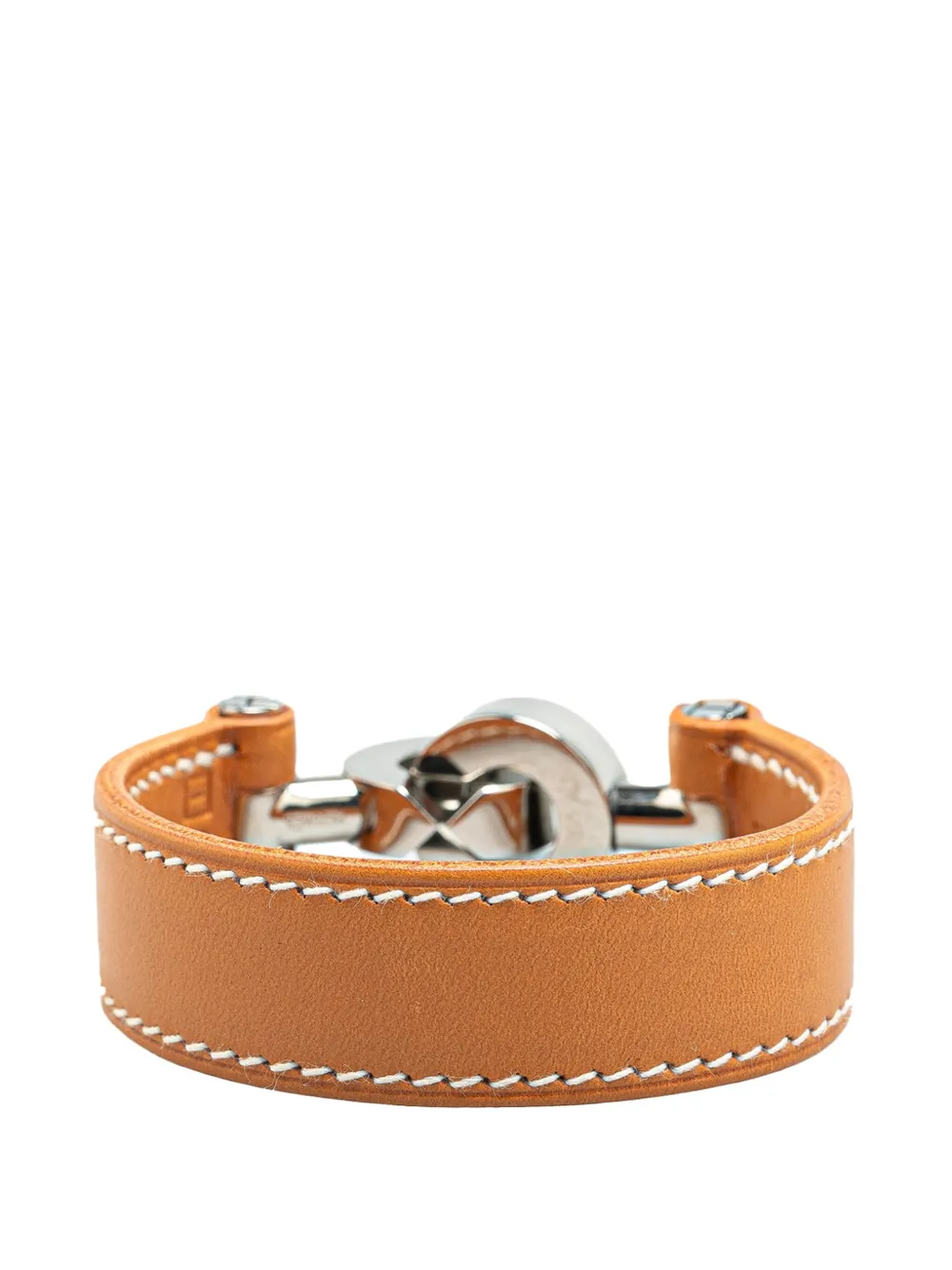 Pre-owned Hermes 2005 Barenia Lancelot Bracelet M Costume Bracelet In 褐色