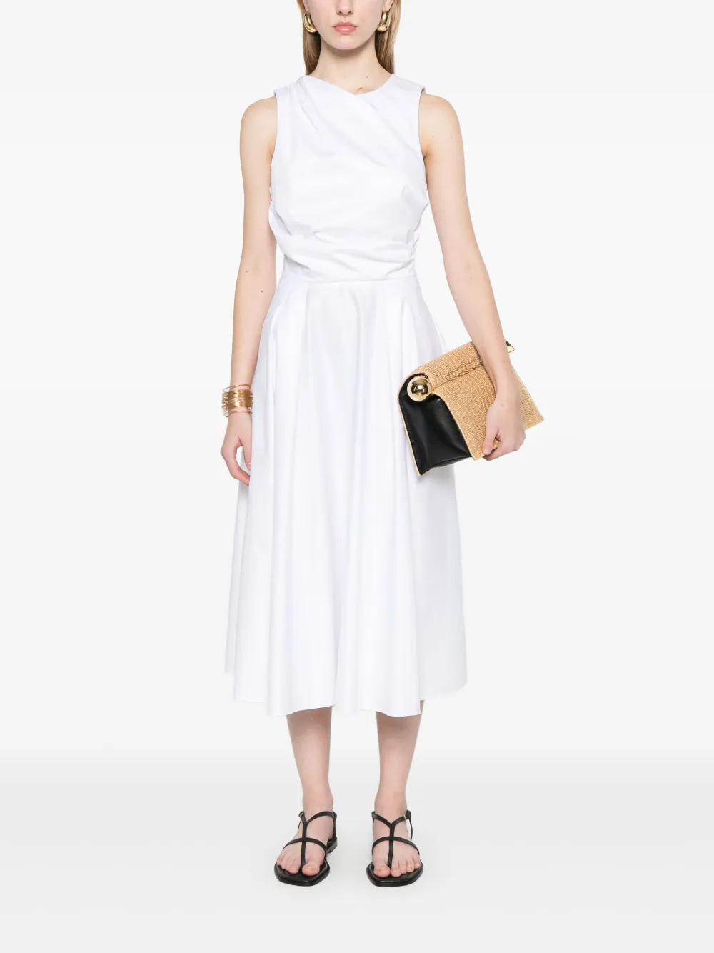 Elisabetta Franchi Gedrapeerde midi-jurk - Wit