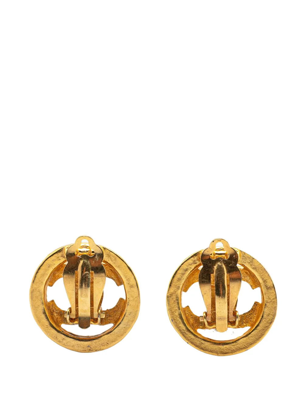 CHANEL Pre-Owned 1994 Gold Plated CC Round Clip on Earrings costume earrings | Image 2