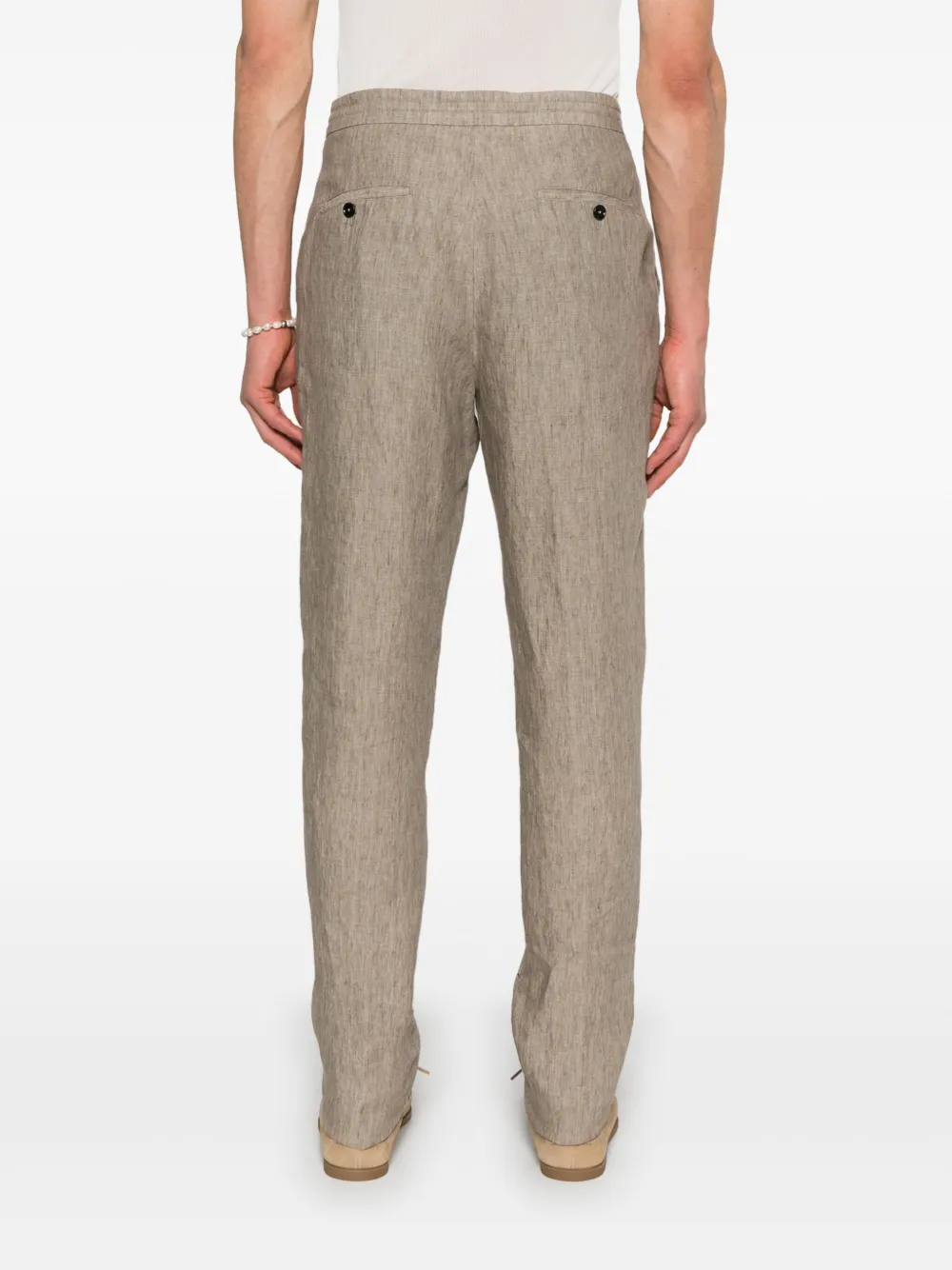 Shop Zegna Linen Trousers In Brown