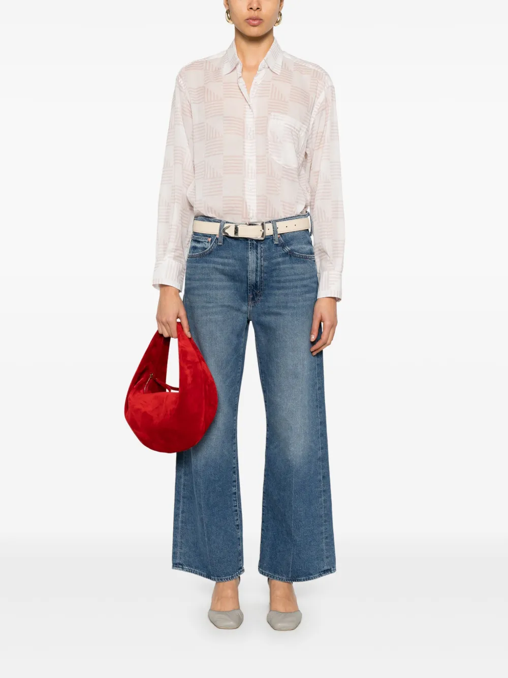 Xacus Blouse met geometrisch patroon - Wit