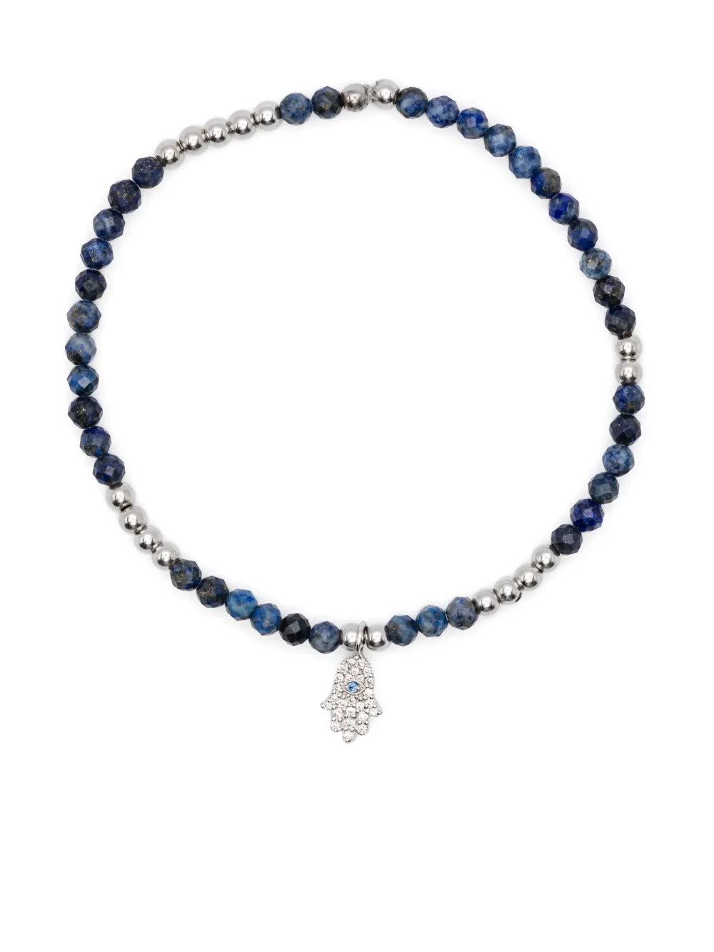 Anil Arjandas Mini 18kt Hamsa Weißgoldarmband mit Lapislazuli und Diamant | Blau | Image 1