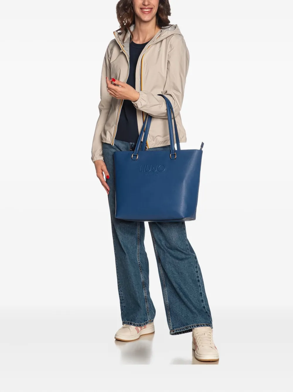 Liu •jo Embossed-logo Tote Bag In Blue