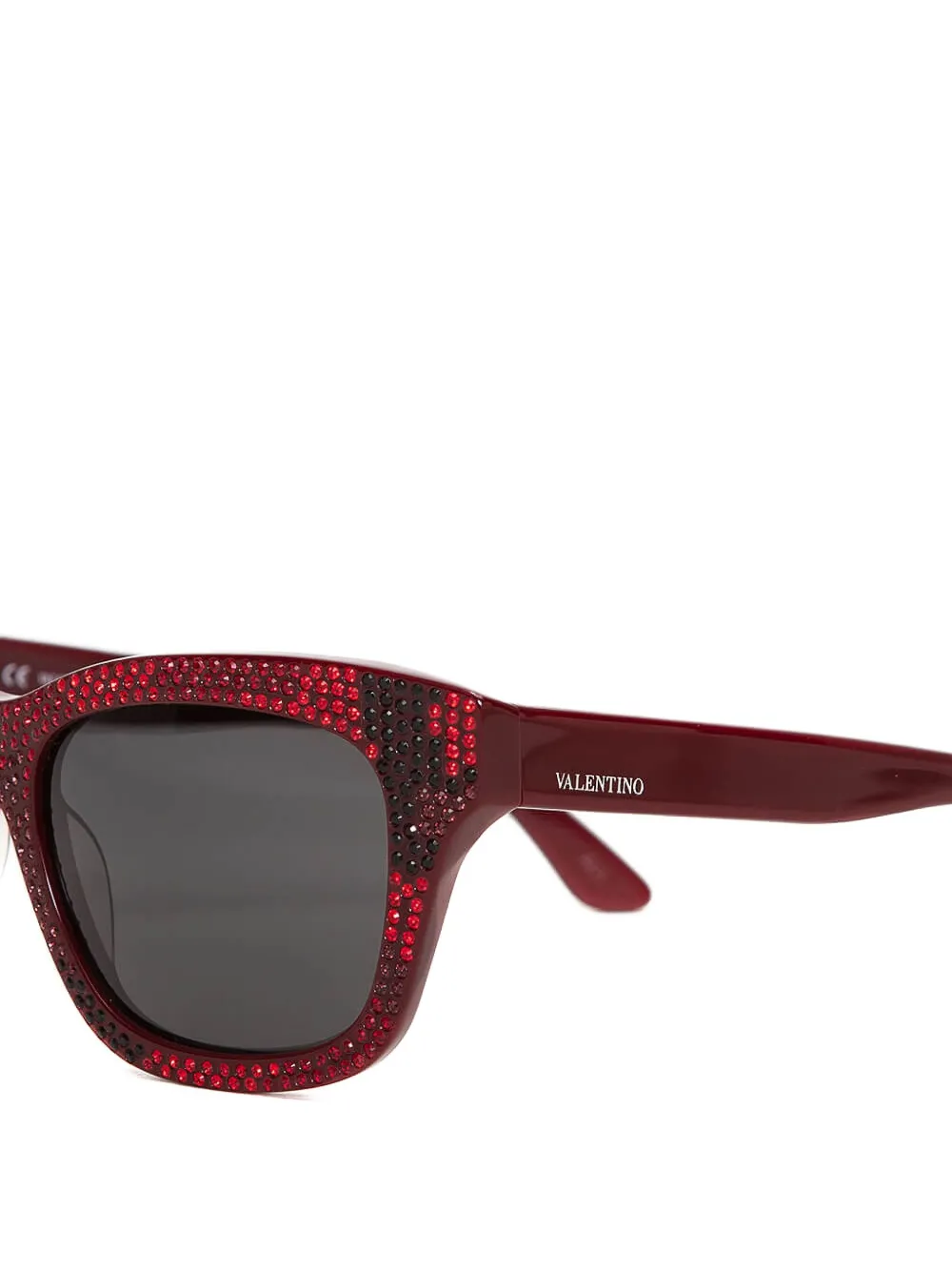 VALENTINO GARAVANI EYEWEAR crystal-embellished square sunglasses Rood