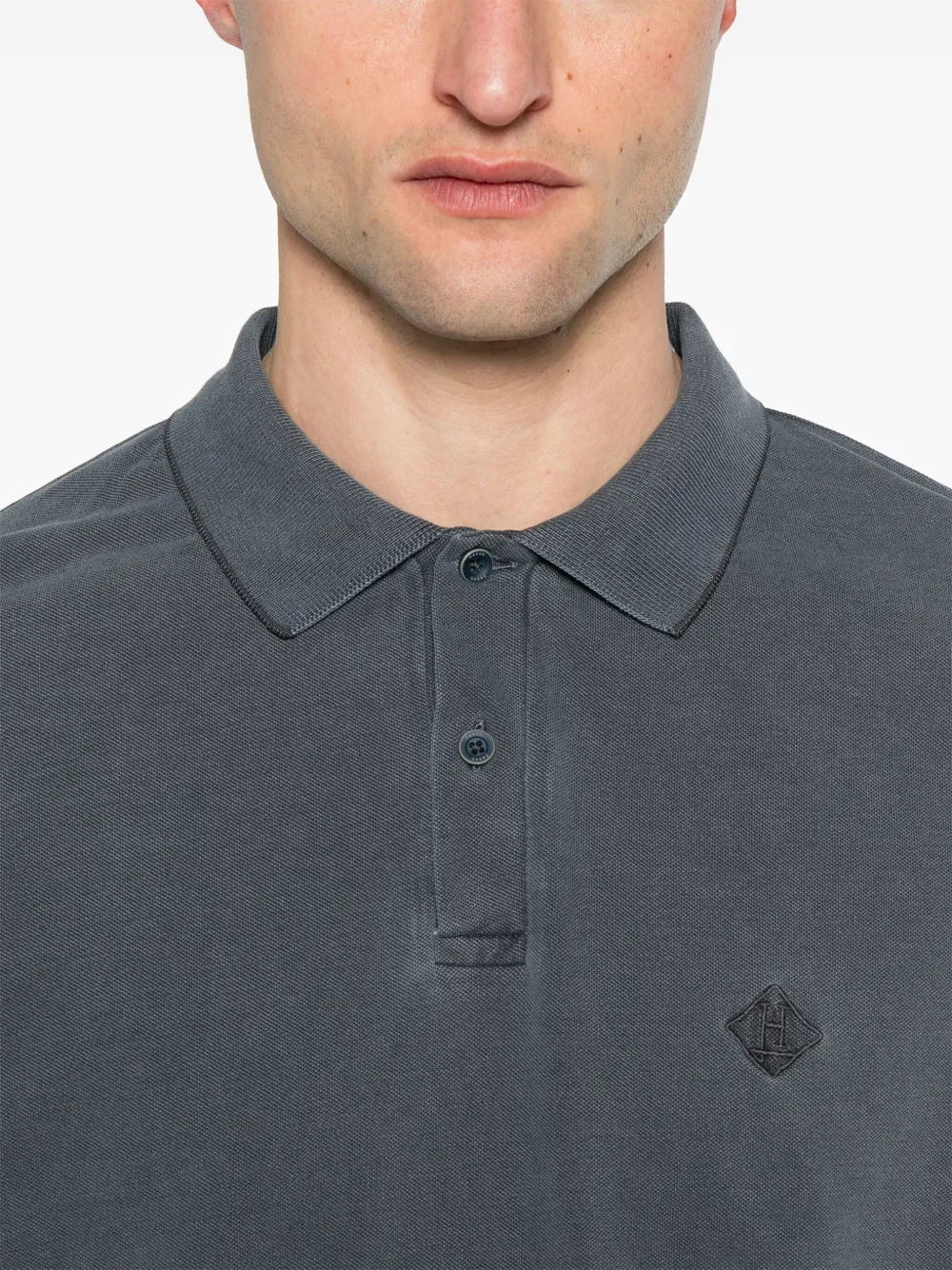 Herno Poloshirt met geborduurd logo Blauw