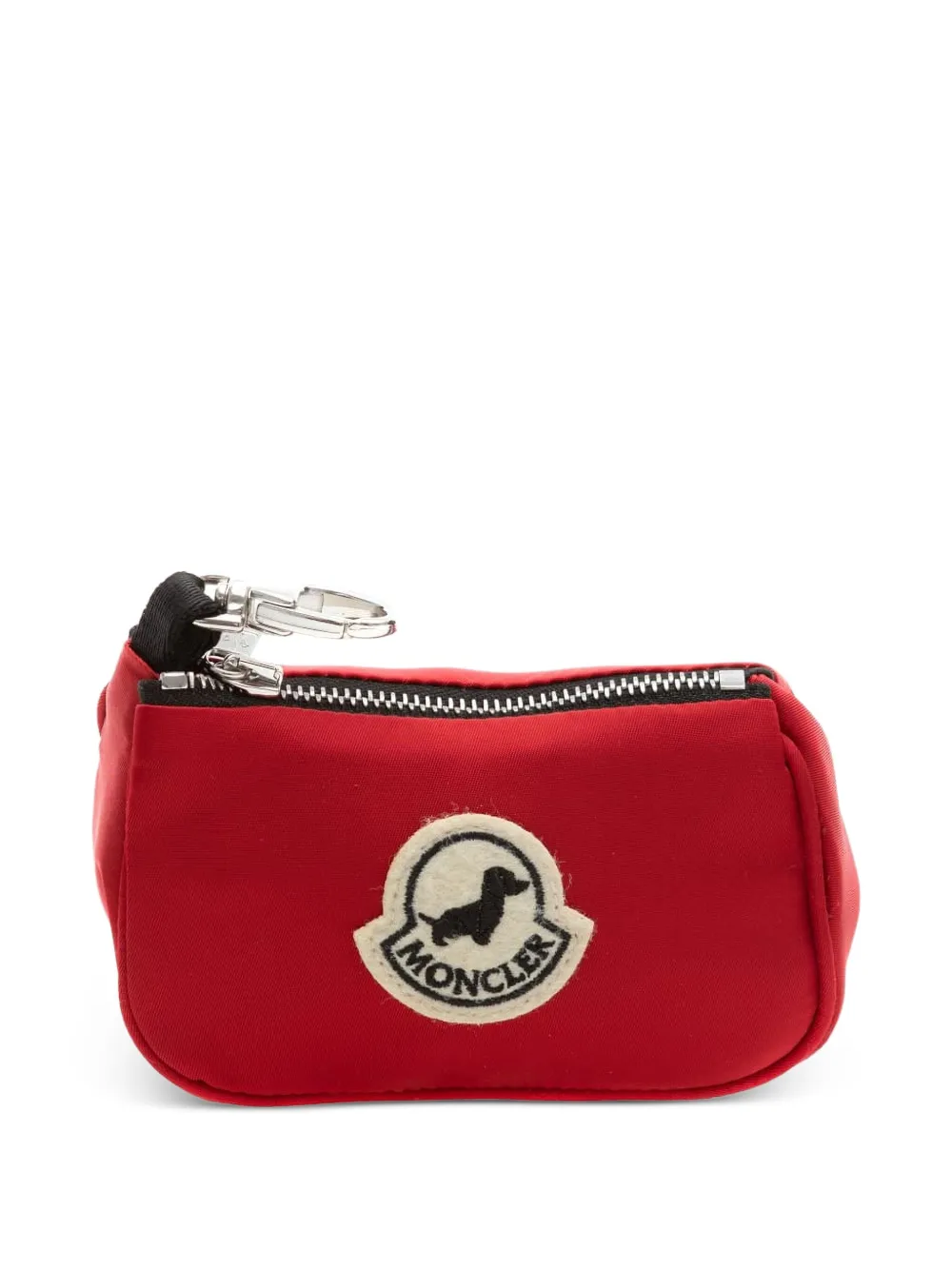 Moncler logo-patch zip keyring Rood