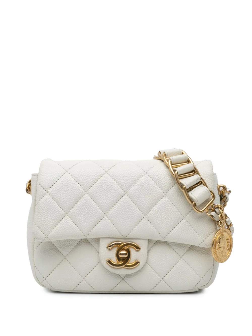 CHANEL Pre-Owned 2021-2024 Mini Quilted Caviar Chain Soul Flap crossbody bag | White | Image 1