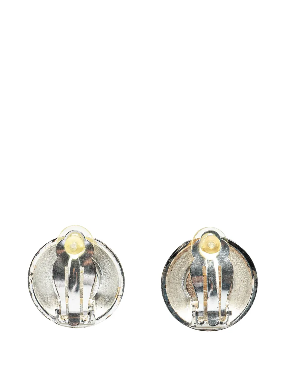 CHANEL Pre-Owned 1996 Gold Plated Silver CC Round Clip on Earrings costume earrings | Image 2