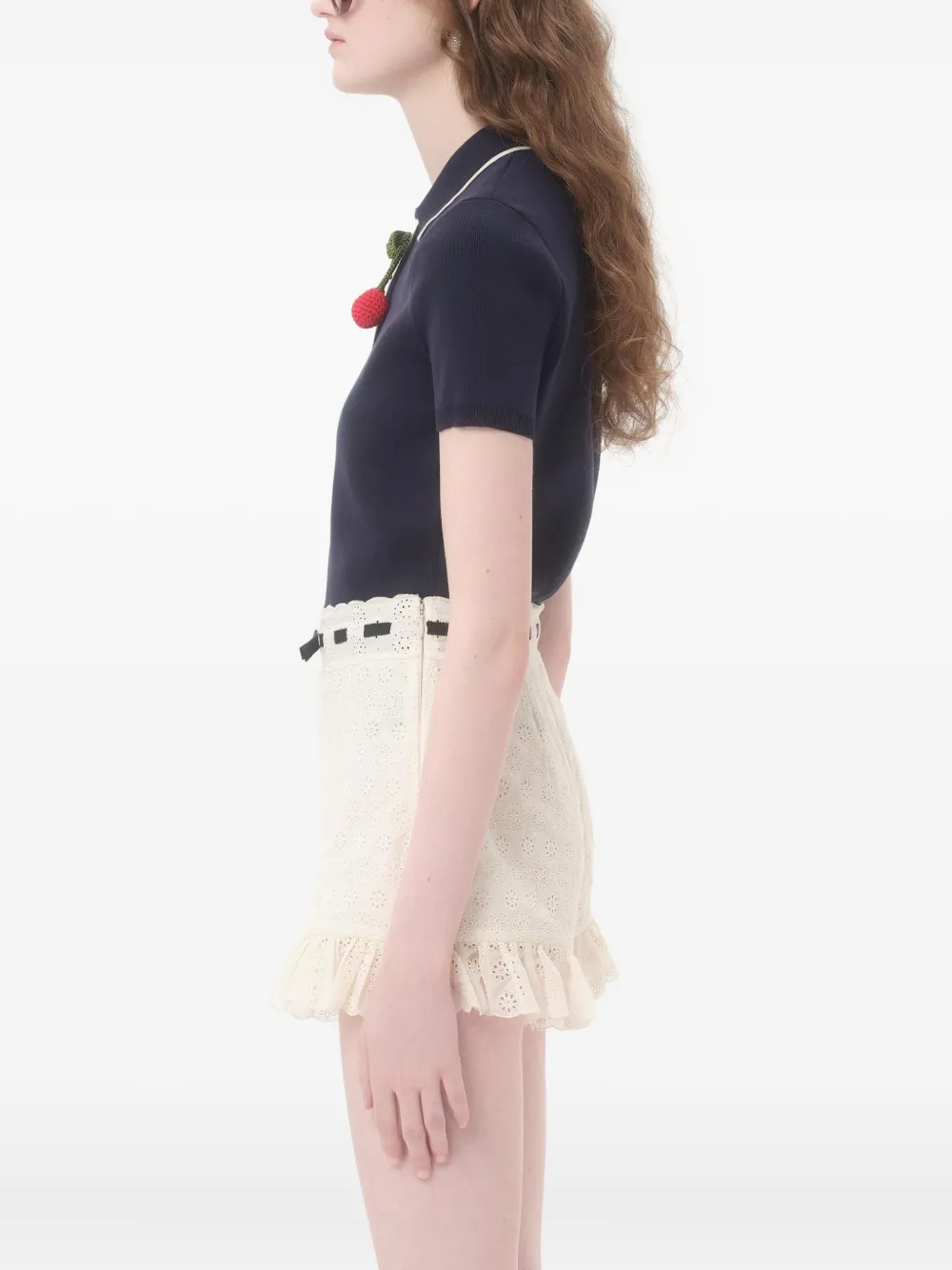 Valentino Garavani Polotop met Cherry-bedel Blauw