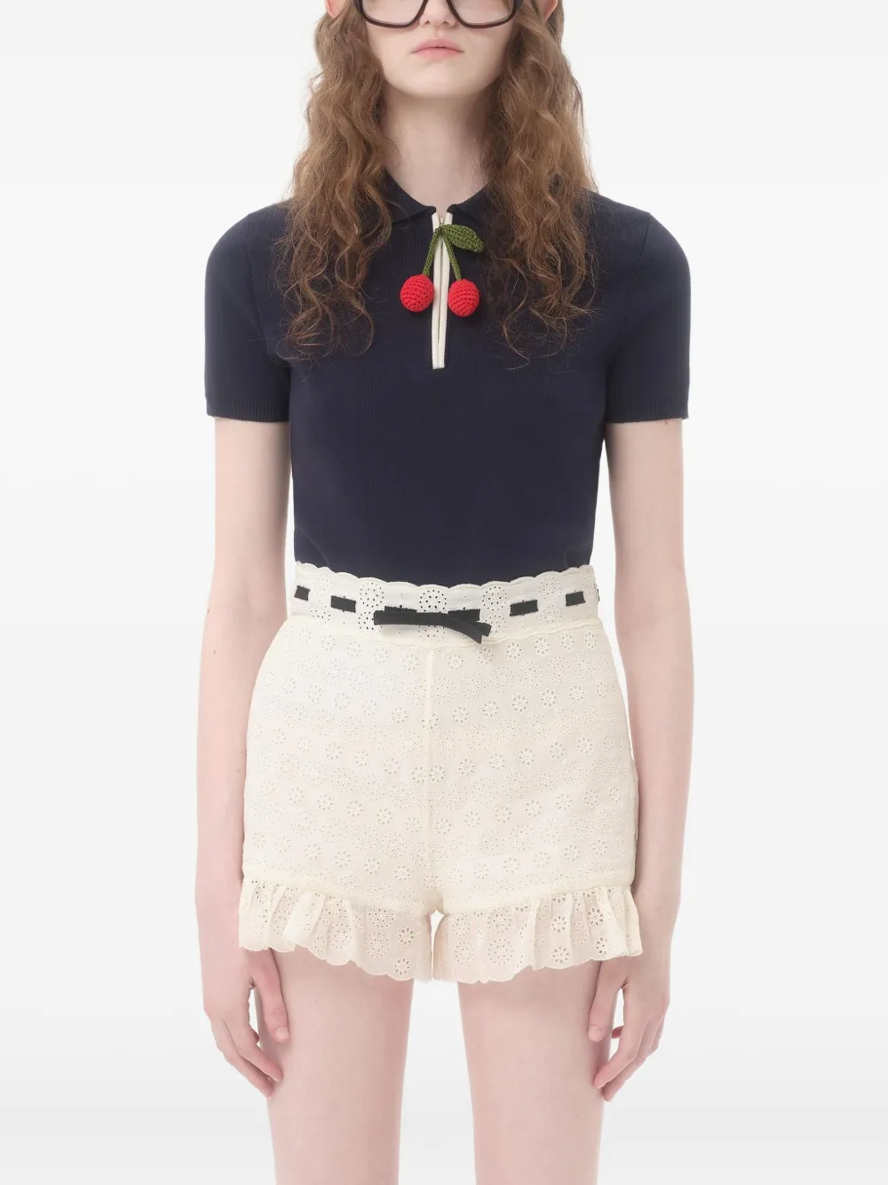 Valentino Garavani Cherry-charm polo top - Blauw