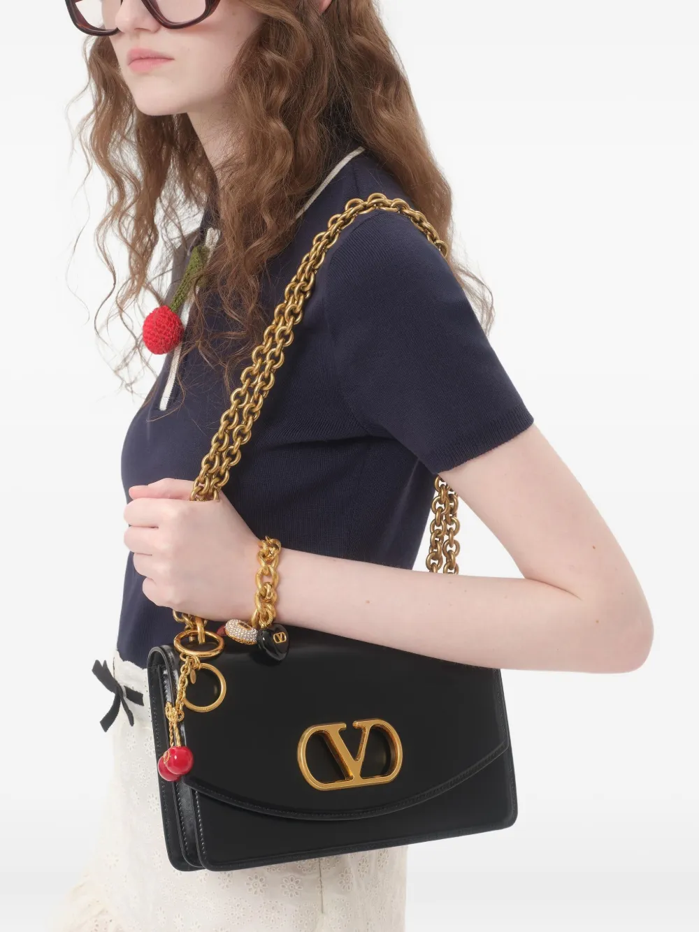 Valentino Garavani Polotop met Cherry-bedel Blauw