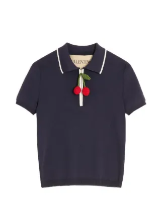 Valentino Garavani Cotton Top With Cherry | Blue | FARFETCH