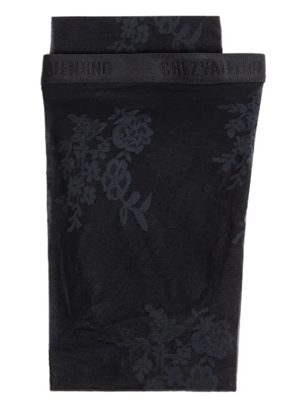 【関税&送料込】Valentino Garavani Lycra Tights With Floral Valentino Garavani Sheer floral pattern lycra tights with