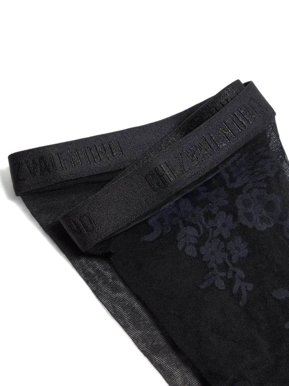 Valentino Garavani Panty met geborduurde bloemen Zwart