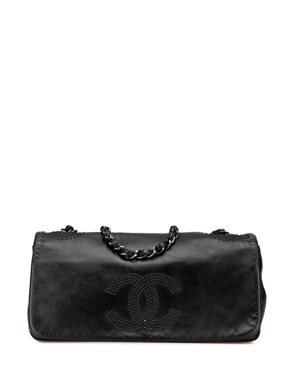 CHANEL Pre-Owned 2008-2009 CC Studded Lambskin East West Flap shoulder bag - Schwarz