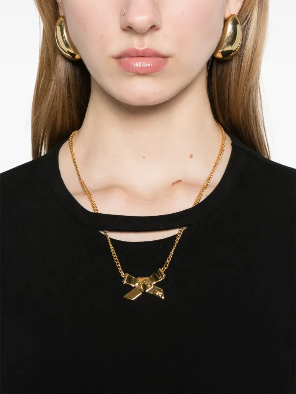 【★完売必至★】ELISABETTA FRANCHI ☆ ネックレス付 Tシャツ Elisabetta Franchi ネックレスディテール Tシャツ | ブラック