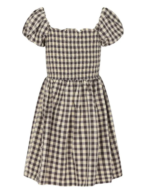 plaid casual dresses Arvada Plaid Sunfire Smocked Bodice Tiered Midi Dress RED-MULTI / M by Sugarlips