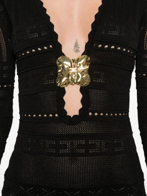 【完売必至♡】ELISABETTAFRANCHI ニット ミニドレス Elisabetta Franchi ニット ミニドレス | ブラック | FARFETCH JP