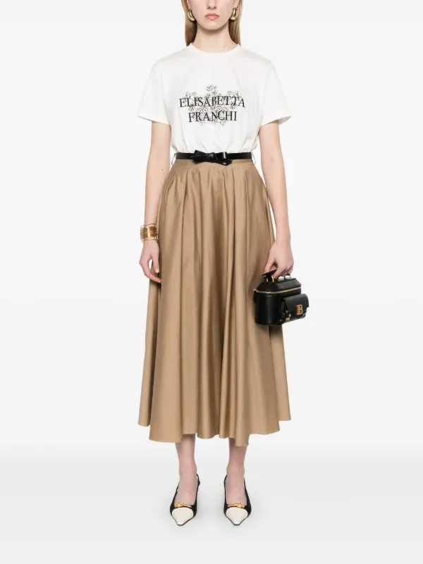 ☆ELISABETTA FRANCHI ホワイト ロゴTシャツ Elisabetta Franchi ロゴ Tシャツ | ホワイト | FARFETCH JP