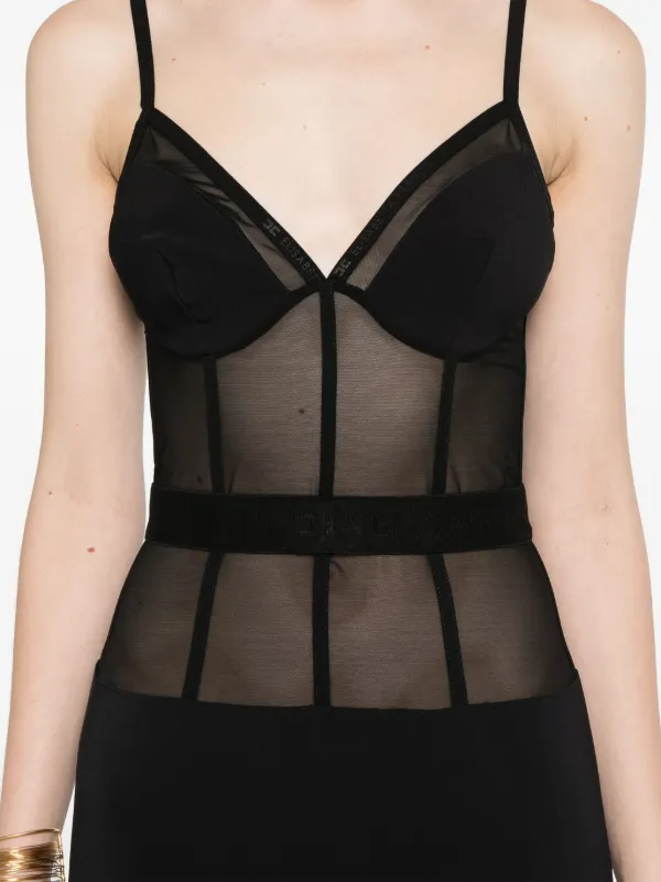 （Elisabetta Franchi)フロックチュールクレープドレス Elisabetta Franchi クレープ チュール ドレス | ブラック