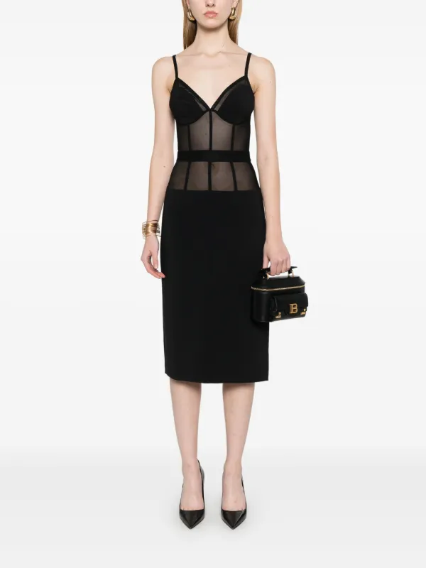 (Elisabetta Franchi)フロックチュールクレープドレス Elisabetta Franchi クレープ チュール ドレス | ブラック