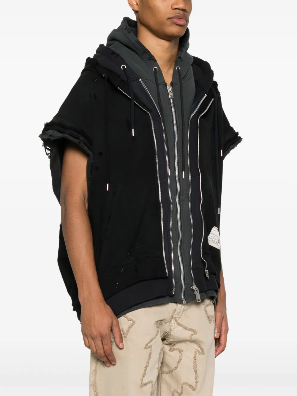 Miharayasuhiro Layered Hooded Jacket In Black