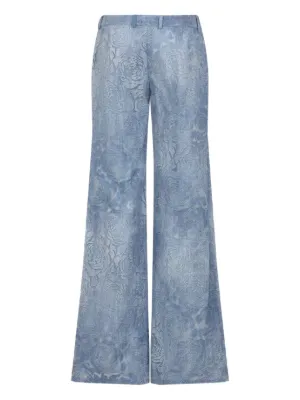 パンツ ERMANNO SCERVINO WIDE-LEG TROUSERS IN DENIM-PRINT JACQUARD Ermanno Scervino Trousers – Clean Structured Tailoring