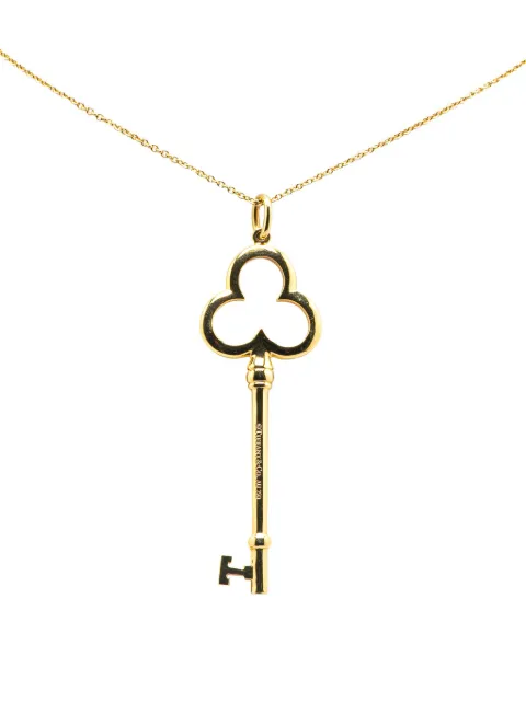 Tiffany & Co. Pre-Owned 2000-2025 18kt Trefoil Gelbgoldhalskette mit Open Key-Anhänger