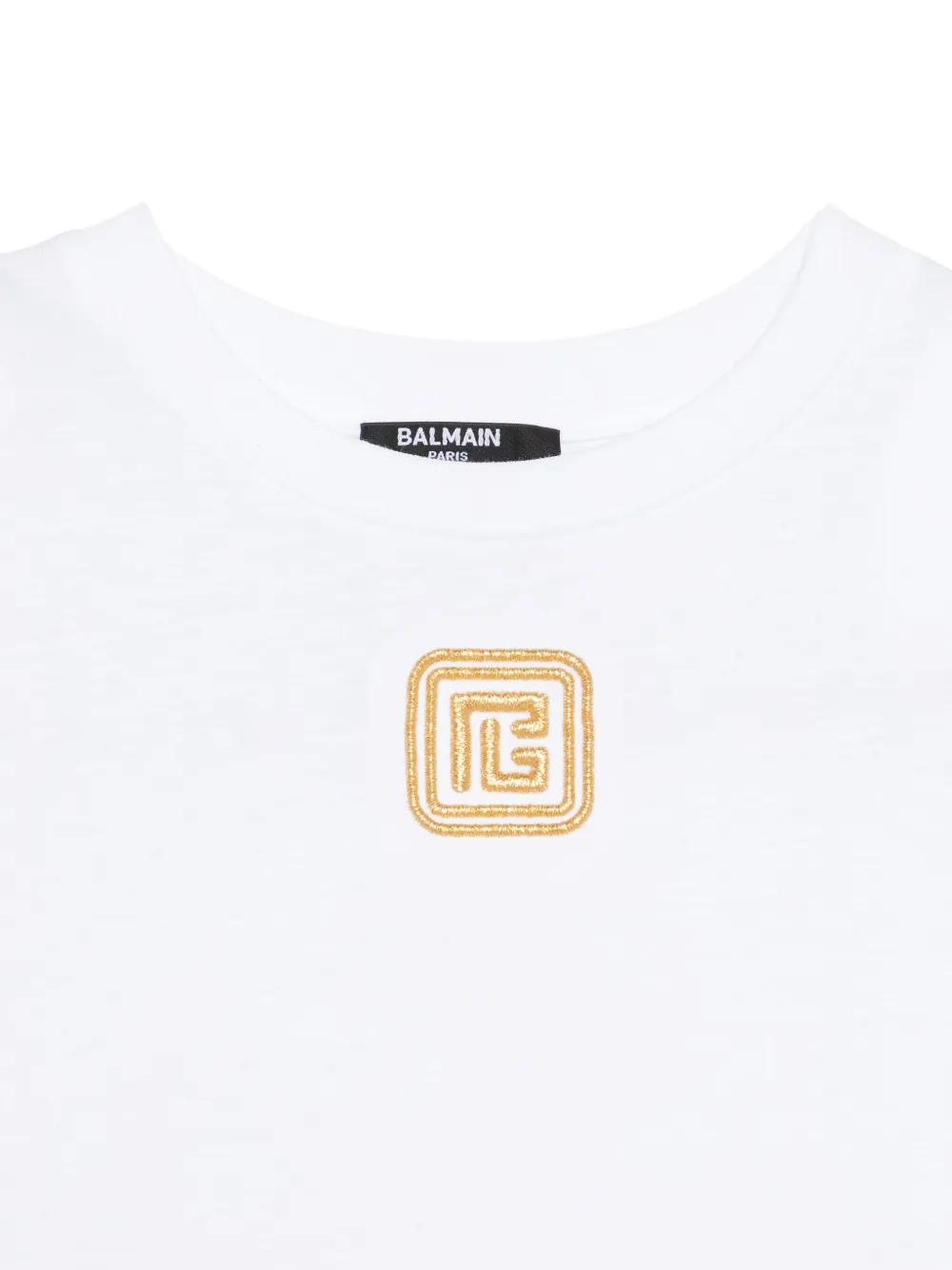 Balmain Kids Asymmetrische jurk met geborduurd logo Wit